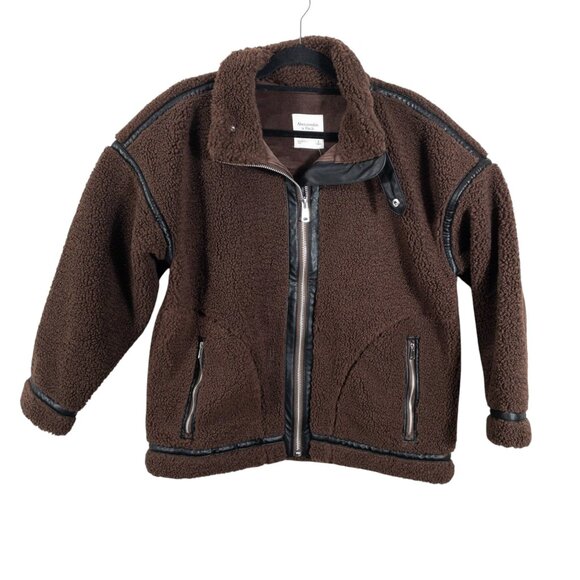 Abercrombie & Fitch Jackets & Blazers - NWT Abercrombie & Fitch Brown Shepra Aviator Jacket SZ S Full Zip Coat Fuzzy